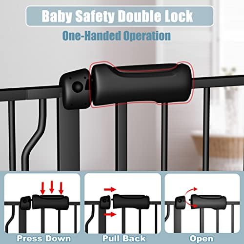 Extra Wide Baby Gate 67-71.5 Inch Wide Walk Through Pressure Mounted Auto Close Large Long Tension Gate for Dog and Cats Black - Image 3