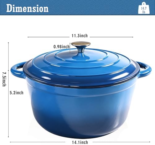 COOKWIN 6QT Enameled Cast Iron Dutch Oven with Lid, Heavy-Duty & Non-Stick Cookware Pot for Braising, Stews, Roasting, Bread Baking - Oven & Stovetop Safe - Image 2