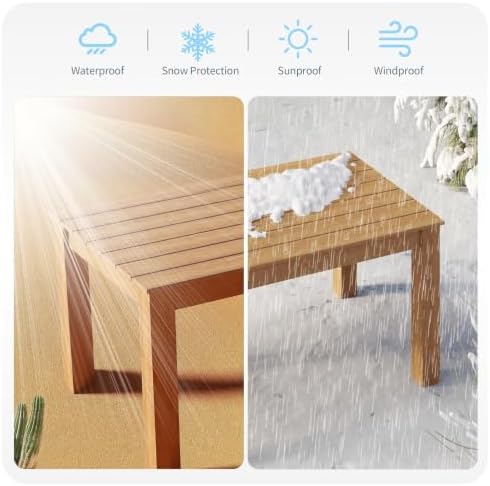 ZHUSI Patio Dining Table, HIPS with Umbrella Hole, Wood - Image 4