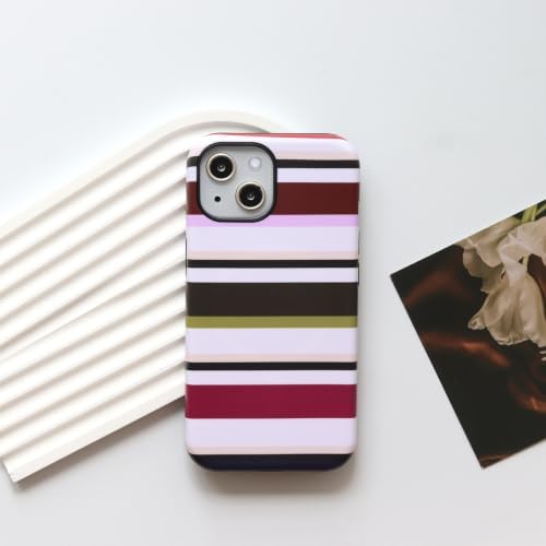 for iPhone 15 Case, Magnetic Matte Frosted Dual-Layer Striped Phone Case for Women, Retro Aesthetic Cover Compatible with MagSafe Accessories - Retro Vineyard - Image 2