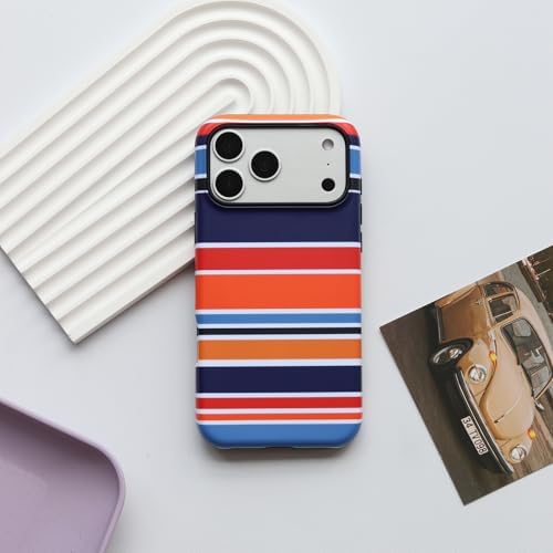 for iPhone 17 Pro Case, Magnetic Matte Frosted Dual-Layer Striped Phone Case for Women, Retro Aesthetic Cover Compatible with Mag Safe Accessories - Sunset Coast - Image 2