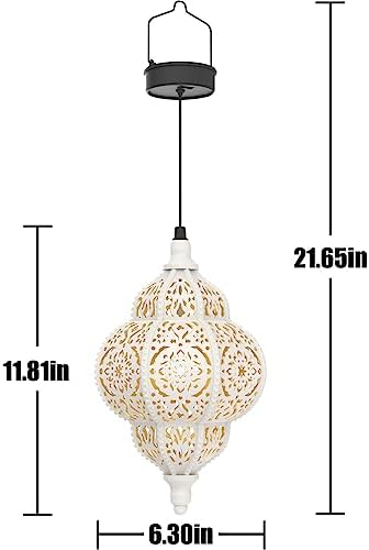 Hapjoy Hanging Solar Lights Outdoor Garden Decor Solar Lantern Waterproof Plastic Moroccan Outdoor Decorations for Patio Pathway Yard Backyard Garden Decorative (1, White) - Image 6