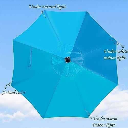 Blissun 9 ft Solar Umbrella, 32 LED Lighted Patio Umbrella, Table Market Umbrella, Outdoor Umbrella for Garden, Deck, Backyard, Pool and Beach (Light Blue) - Image 2