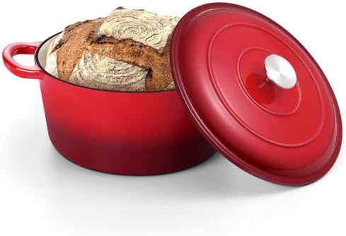 TeamFar 5Qt Dutch Oven, Enameled Cast Iron Dutch Oven with Lid&Dual Handles by TeamFar