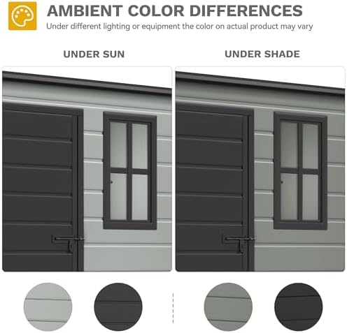 DWVO 5x3ft Resin Outdoor Storage Shed with Floor, Waterproof Lockable Storage Shed with Window, Plastic Outside Tool Storage for Garden, Backyard Patio - Image 4