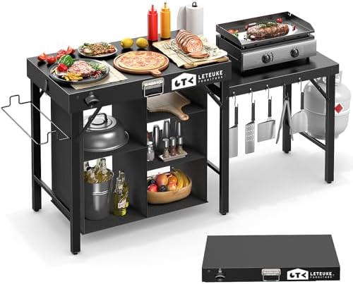 Grill Table for Blackstone Griddle Camping Grill Table Foldable Fits Ninja by Leteuke