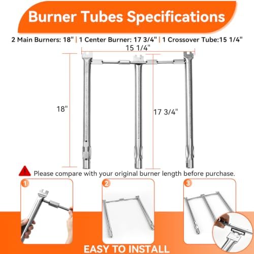Spirit e310 7636 Flavorizer Bars & 69787 Grill Burner for Weber Spirit and Spirit II 300 Series E310 E320 E330 S310 S320 S330 68950 with Front Control, Grill Parts 15.3" Heat Plate, 18" Burner Tube - Image 4