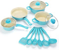 Non-Stick Cookware Set, 13 Piece Set Portable Lightweight Cast Iron Pots and Pans with Glass Lids and Nylon Utensils, Outdoor Camping Picnic Travel by Pleasthome