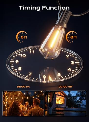 Minetom 100FT Outdoor String Lights with Remote, ST38 Patio Lights Dimmable - Image 4