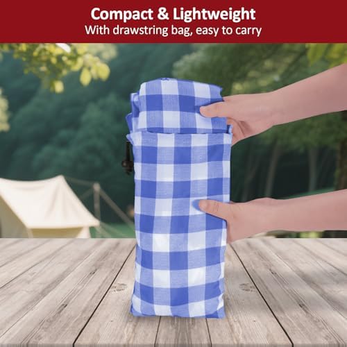 6ft 72in Picnic Table and Bench Cover, 3 Pack, Blue-White Checkered - Image 6