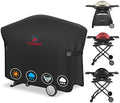 Comnova Grill Cover for Weber Q Grill on Cart - 7112 BBQ Cover for Weber Q3000/Q300/Q2000/Q200 with Portable Stand, 600D Heavy Duty & Waterproof BBQ Cover for Weber Q3200, 3000, 320, 300 and More by MCOMNOVAOUTDOORS
