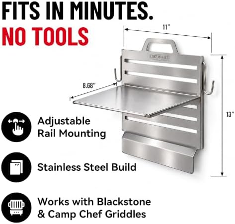 Chef Master Griddle Shelf & Steam Pan Insert Combo, Grill Organizer Caddy - Image 5