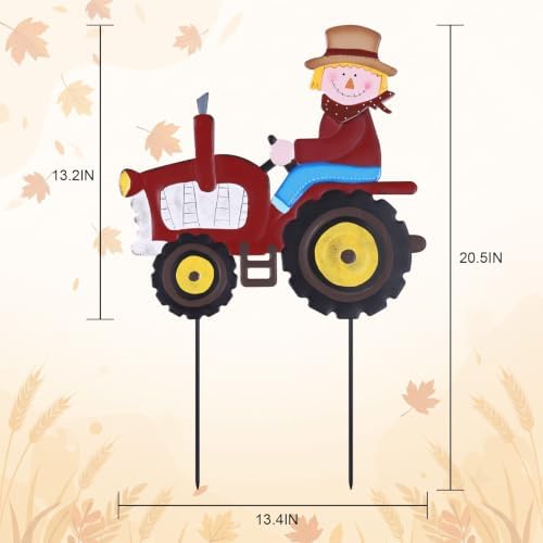 YEAHOME Fall Decorations Outdoor, Metal Scarecrow Tractor Decorative Garden Stakes for Fall Decor, Scarecrow Yard Signs for Home Outside Garden Lawn Porch Farm Thanksgiving Decorations Outdoor - Image 2