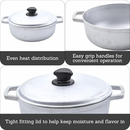 IMUSA 2.6 Quart Traditional Natural Made in Colombia Caldero with Lid for Cooking and Serving, Silver - Image 2