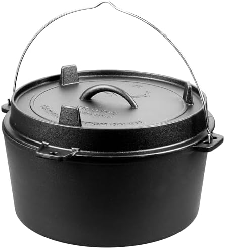 EDGING CASTING Pre-Seasoned Cast Iron Camping Dutch Ovens, Outdoor Camping Dutch Oven Pot with Lid Tripod, 8 Quart - Image 3
