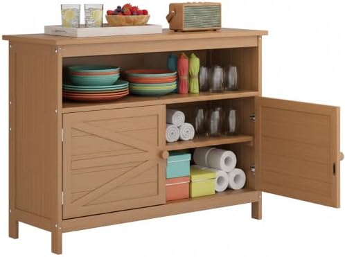 HIPS All-Weather Outdoor Storage Cabinet,Outdoor Sideboard with Magnetic Doors,3-Shelves Patio Storage Cabinet, Used for Garden,Buffet Cabinet,TV Stand, Bar Table,Balcony by CONGFUTT