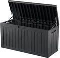 ROJIK Outdoor Storage Housing Deck Box - Waterproof Patio Furniture, Garden Tools, Cushions, Pool Accessories Storage Bench with Lockable Lid and Side Handles (Black 80 Gal) by ROJIK