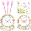 CHANGZHONG 50pcs Spring Butterfly Wildflower Birthday Dinnerware by Exquisitehighqualitypartydecorationstomeetyoureveryneed%EF%BC%81