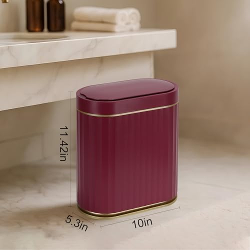 ELPHECO 2 Gallon Sensor Trash Can, Automatic Lid, Burgundy Gold - Image 2