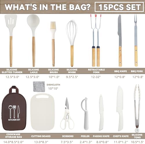 Camping Cooking Utensils Set, Silicone Cookware for Travel BBQ - Image 2