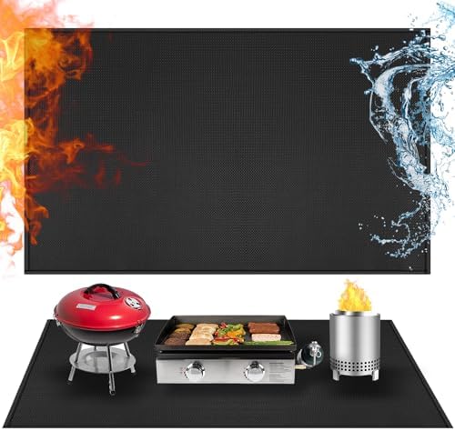 Heat Resistant Mats for Countertop fits Tabletop Grill, 42x24x0.02in, Black by Amerbro