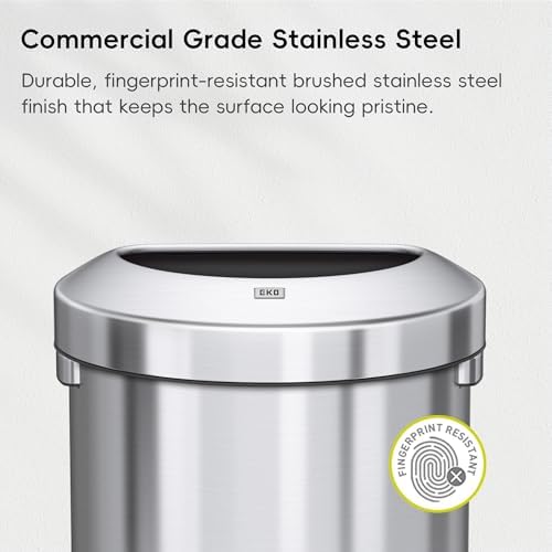 EKO Urban 21 Gallon Semi-Round Open Top Waste Bin, Stainless Steel Half Round Commercial Trash Can for Indoor and Outdoor, Extra Large Metal Garbage Bin for Home, Office, Restaurant, Restroom, 80L - Image 3