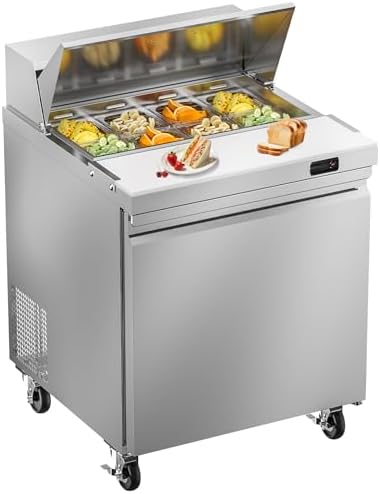 Rockitch 29" W Commercial Sandwich Prep Table Refrigerator 7.6 Cu.ft 8 Pans by Rockitch