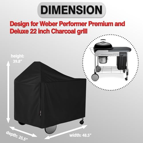 Grill Cover for Weber 22 Inch Performer Deluxe Charcoal - Image 2