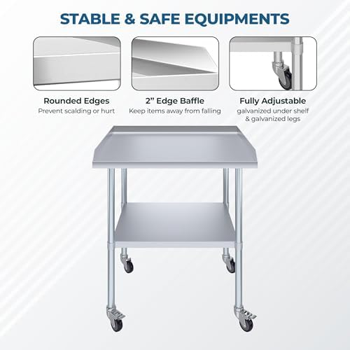Stainless Steel Rolling Equipment Stand with Wheels (30 x 24) - Image 6