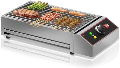 GarveeHome Electric Indoor Grill, 1800W Commercial Portable BBQ Grill Smokeless Countertop Grill with Removable Griddle, Stainless Steel, for Restaurant Home Camping Party Picnic by GarveeHome