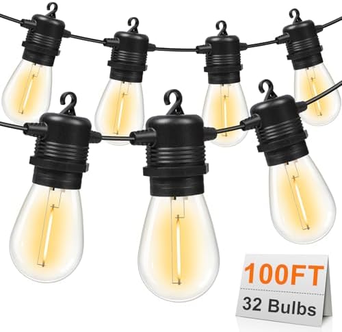 GvvooHome Outdoor String Lights, 100FT LED Waterproof Patio Lights by GvvooHome