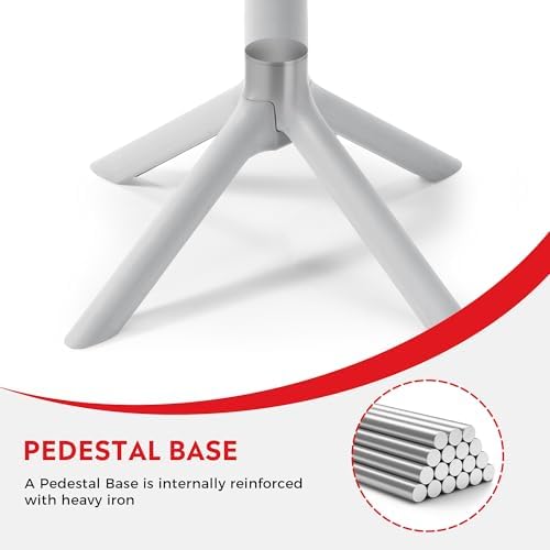 Costaelm Patio Table for 4-Person, Outdoor Patio PP Round Dining Table, All-Weather Bistro Dining Table for Backyard Deck Porch Poolside, Gray - Image 7