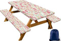 CAPSCEOLL Fitted Picnic Table Cover with Bench Covers 5ft - Pink Flowers by CAPSCEOLL