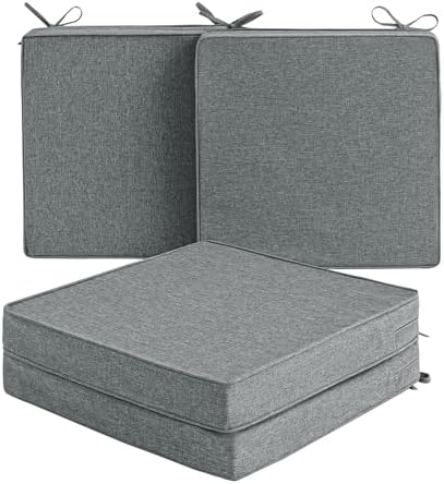 Outdoor Chair Cushions, Set of 4, 22 x 22 Inch, Dark Grey by Unknown