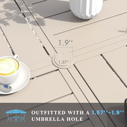 VICLLAX Patio Table and Chair Set of 10, All Weather Metal Round Outdoor Dining Furniture Set-59.9" Round Outdoor Table and Chairs, Sandshell Tabletop - Image 2
