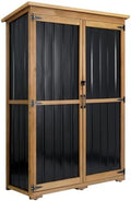 Outdoor Storage Cabinet Waterproof with Shelves, Outdoor Storage Shed Garage Cabinet Weatherproof, Wood & Metal Outside Patio Backyard Garden Pool Storage Tool Organizer by PETSCOSSET