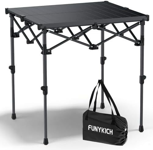 FUNYKICH Folding Camping Square Table, 2 Height Adjustable 17.3'' & 27.6'' by FUNYKICH