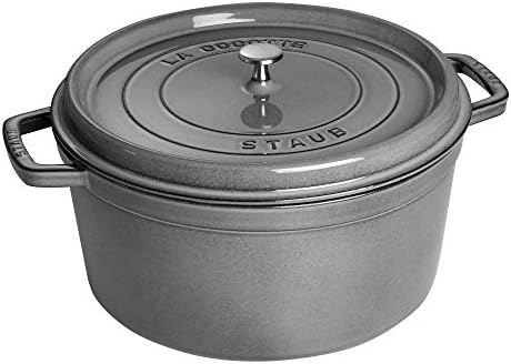 Staub Cast Iron 13.25-qt Round Cocotte - Graphite Grey, Made in France by Unknown
