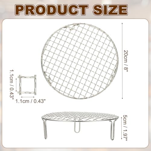 uxcell 8 Inch Round Cooking Rack, Stainless Steel Canning Racks with Legs, Barbecue Mesh Grill for Baking Cooling Steaming Cookware - Image 2