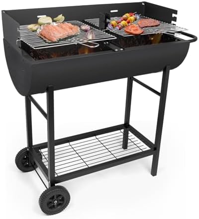 Charcoal Barrel Grill, Large Stainless Steel Grill For Backyard Camping Picnic and Party by Unknown
