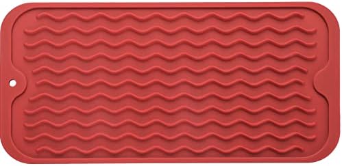 MicoYang Silicone Dish Drying Mat for Multiple Usage,Easy clean,Eco-friendly,Heat-resistant Silicone Mat for Kitchen Counter or Sink,Refrigerator or Drawer Liner Red S 12 inches x 6 inches by MicoYang