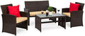 Best Choice Products 4-Piece Outdoor Wicker Patio Conversation Furniture Set for Backyard w/Coffee Table, Seat Cushions - Brown/Beige by BestChoiceProducts