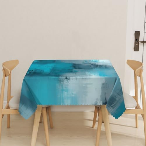 Teal Grey Tablecloth 54x54 Inch Square Abstract Art Painting Turquoise Table Cloth Decorations Table Cover for Party Picnic Kitchen Dinner Decor Outdoor - Image 2