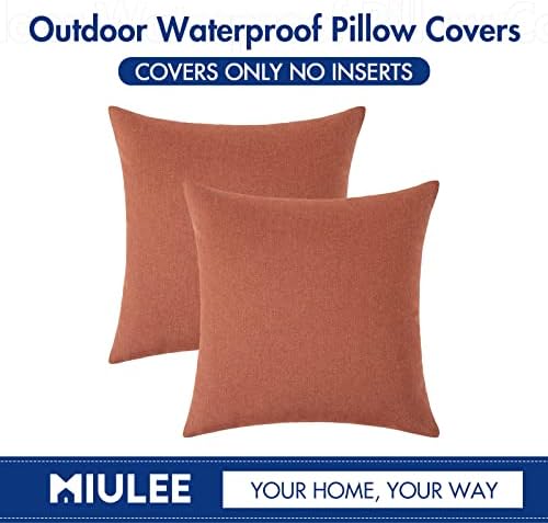 MIULEE Decorative Outdoor Pillow Covers Euro Waterproof 24x24 Coral Red - Image 6