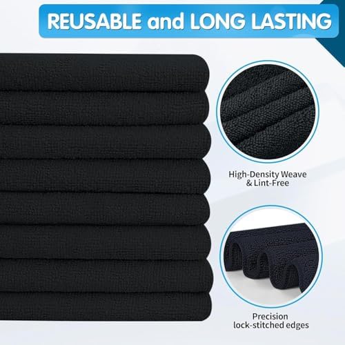 FIXSMITH Black Microfiber Cleaning Cloth -Pack of 50, Highly Absorbent Cleaning Rags, 16"X12" All Purpose Cleaning Towels for Housekeeping, Kitchen, Car, Lint Free and Reusable Microfiber Towels - Image 3