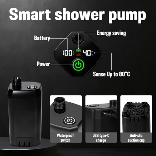 Portable Shower for Camping, 6000mAh Rechargeable Camp Shower Pump with Large Capacity Foldable Bucket, Filtered Shower Head, Outdoor Camping Shower Kit for Travel, Pet Bath, Car Washing - Image 3