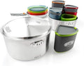 GSI Outdoors Glacier Stainless Camper 4 Person Packable Cookware & Dinnerware Set for Camping or Backpacking by GSIOutdoors