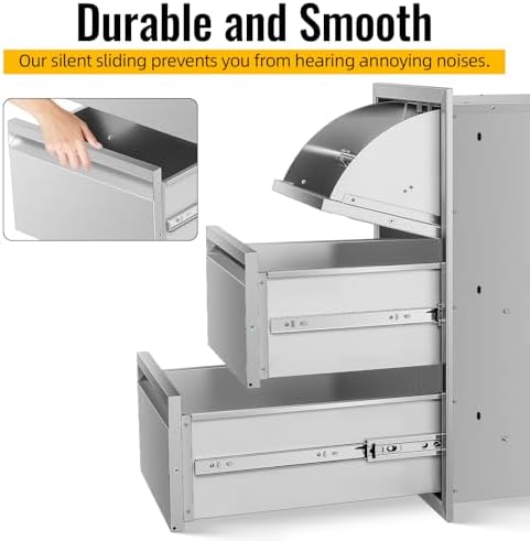 Outdoor Kitchen Drawers 15W x 26H x 22D Inch, Flush Mount Access BBQ Island Drawers for Outdoor Kitchens or Patio Grill Station - Image 4