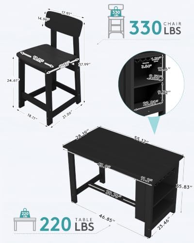 SERWALL 3-Piece Outdoor HDPE Counter-Height Bar Set with 2 Stools, Black - Image 2