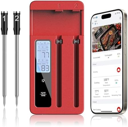 Meat Thermometer Digital, Instant Read Meat Thermometer for Grill and Cooking, Waterproof Food Thermometer for Kitchen and Outside, BBQ, Turkey, Candy, Liquids, Beef by ROUUO